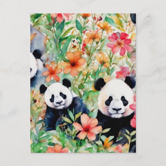 Carte Postale Ours de panda aquarelle (Devant)