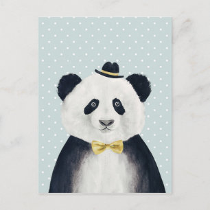 Carte Postale Ours de panda aquarelle