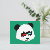 Carte Postale Ours de panda avec lunettes 3D (Debout devant)