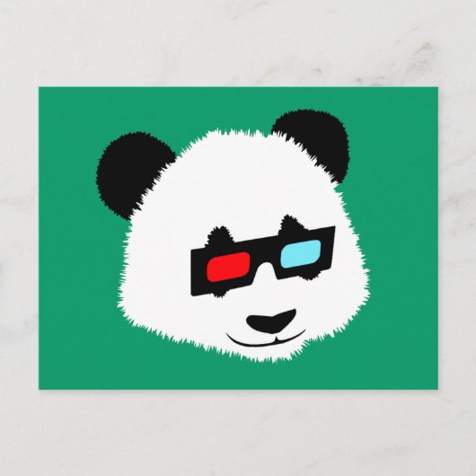 Carte Postale Ours de panda avec lunettes 3D (Devant)