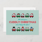 Carte Postale Ours de panda de Noël (Devant / Derrière)