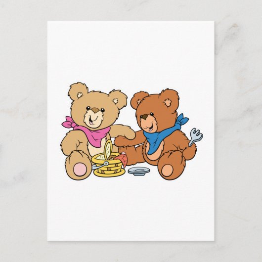 Carte Postale Ours de pique-nique mignons (Devant)