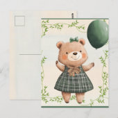 Carte Postale Ours de robe vert plaqué avec poil (Devant / Derrière)