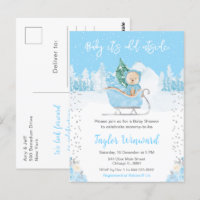 Ours d'hiver bleu traîneau Baby Shower