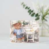 Carte Postale Ours Dinky Aquarelle - Lecture Ours (Debout devant)