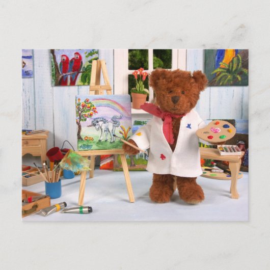 Carte Postale Ours Dinky : Petit Peintre (Devant)