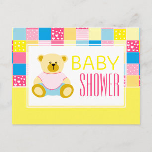 Carte Postale Ours d'or en écaille, Baby shower Invitation