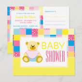 Carte Postale Ours d'or en écaille, Baby shower Invitation (Devant / Derrière)