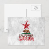 Carte Postale Ours drapeau de Californie en style peint (Devant / Derrière)