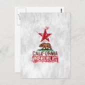 Carte Postale Ours drapeau de la République de Californie en sty (Devant / Derrière)