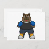 Carte Postale Ours en boxeur avec gants de boxe (Devant / Derrière)