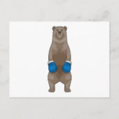 Carte Postale Ours en boxeur avec gants de boxe (Devant)