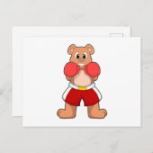 Carte Postale Ours en Boxeur avec gants de boxe (Devant / Derrière)