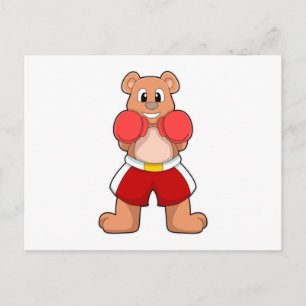 Carte Postale Ours en boxeur avec gants de boxe