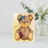 Carte postale Ours en chiffon vous manque (Debout devant)