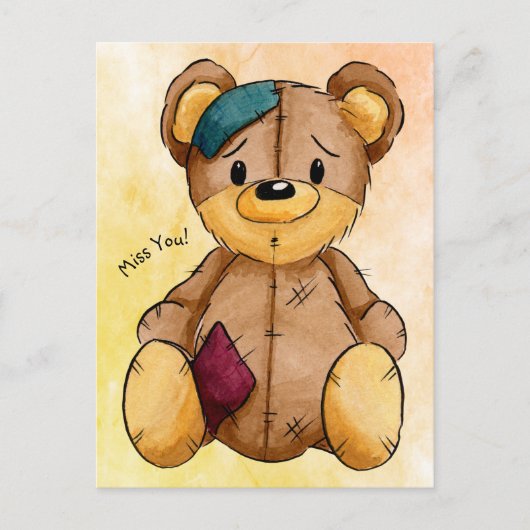 Carte postale Ours en chiffon vous manque (Devant)