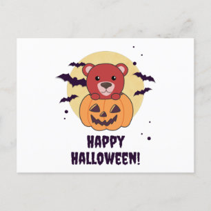 Carte Postale Ours En Citrouille Doux Ours Joyeux Halloween