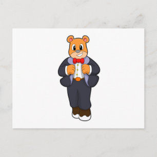 Carte Postale Ours en marié avec costume