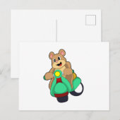 Carte Postale Ours en motard avec scooter.PNG (Devant / Derrière)