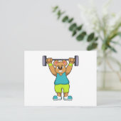 Carte Postale Ours en musculation avec haltère (Debout devant)