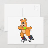 Carte Postale Ours en patineur avec des rollers (Devant / Derrière)