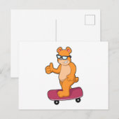 Carte Postale Ours en patineur avec planche à roulettes (Devant / Derrière)