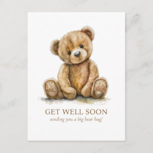 Carte Postale Ours en peluche aquarelle pour un rétablissement