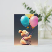 Carte Postale Ours en peluche avec ballons, Point de passage (Debout devant)