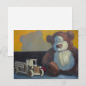 Carte Postale Ours en peluche avec camion en bois (Devant / Derrière)