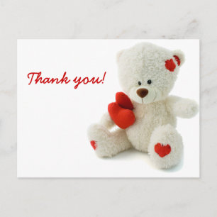 Carte Postale Ours en peluche blanc mignon avec un coeur