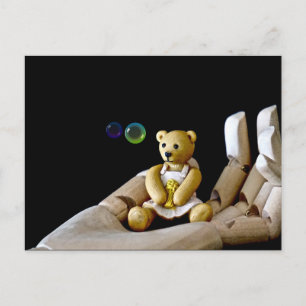 Carte Postale Ours en peluche dans les bulles d'observation de l
