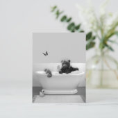 Carte Postale Ours en peluche dans un bain moussant (Debout devant)