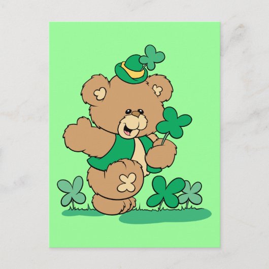 Carte Postale Ours en peluche de la Saint-Patrick (Devant)