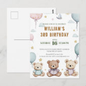 Carte Postale Ours en peluche personnalisé Anniversaire (Devant / Derrière)