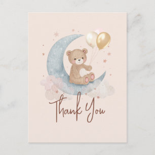 Carte Postale Ours en peluche pour fête de bébé, Merci pour la L