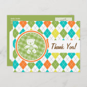 Carte Postale Ours en peluche sur Jacquard coloré (Devant / Derrière)