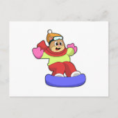 Carte Postale Ours en snowboard avec snowboard (Devant)