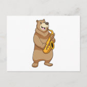 Carte Postale Ours en tant que musicien avec saxophone (Devant)