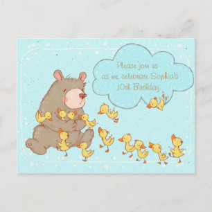 Carte Postale Ours et colliers Enfants Invitation Anniversaire