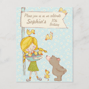 Carte Postale Ours et colliers Enfants Invitation Anniversaire