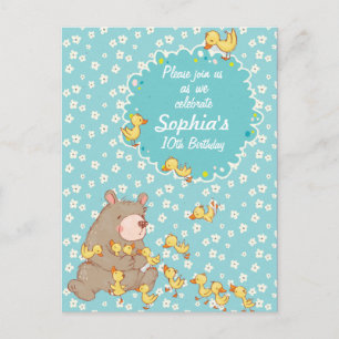 Carte Postale Ours et colliers Enfants Invitation Anniversaire