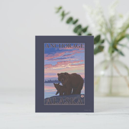 Carte Postale Ours et cub - Anchorage, Alaska (Debout devant)