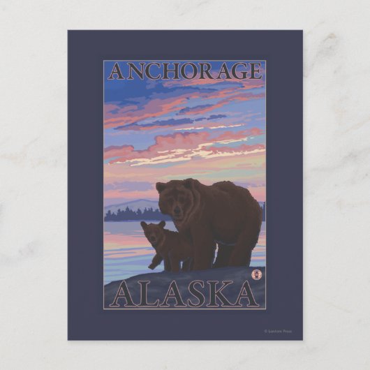 Carte Postale Ours et cub - Anchorage, Alaska (Devant)
