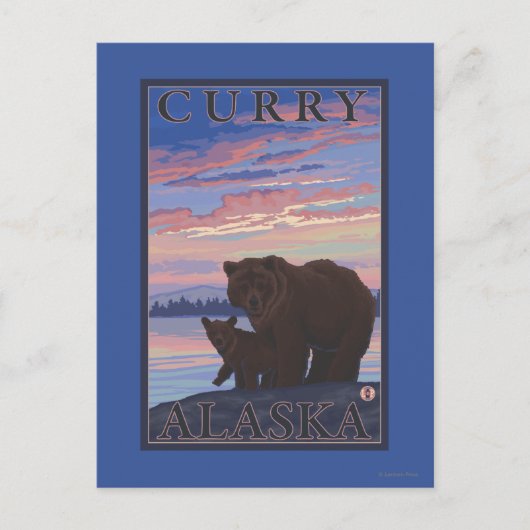 Carte Postale Ours et cub - Curry, Alaska (Devant)