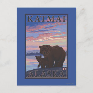 Carte Postale Ours et cub - Katmai, Alaska
