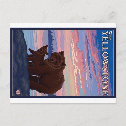 Carte Postale Ours et cub - West Yellowstone, Montana (Devant)