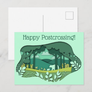 Carte Postale Ours Et Cube En Papier