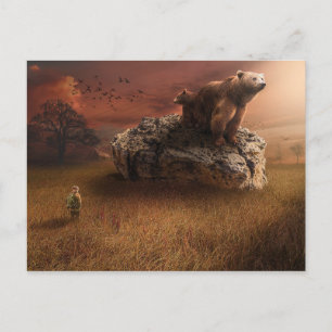 Carte Postale Ours et homme