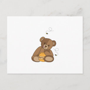 Carte Postale Ours Et Miel En Teddy