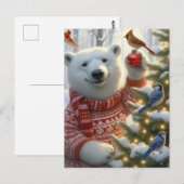 Carte Postale Ours et oiseaux polaires de Noël adorables (Devant / Derrière)
